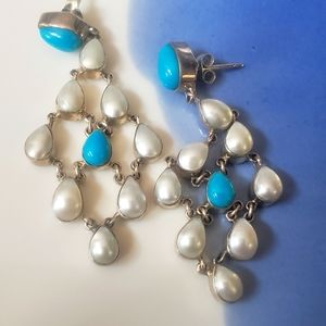 Nicky Butler 925 Turquoise Pearl Silver Earrings